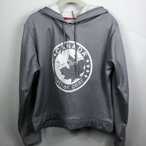 Canada Weathergear Fleece Logo Sweatshirt Pullover Hoodie Gray Medium